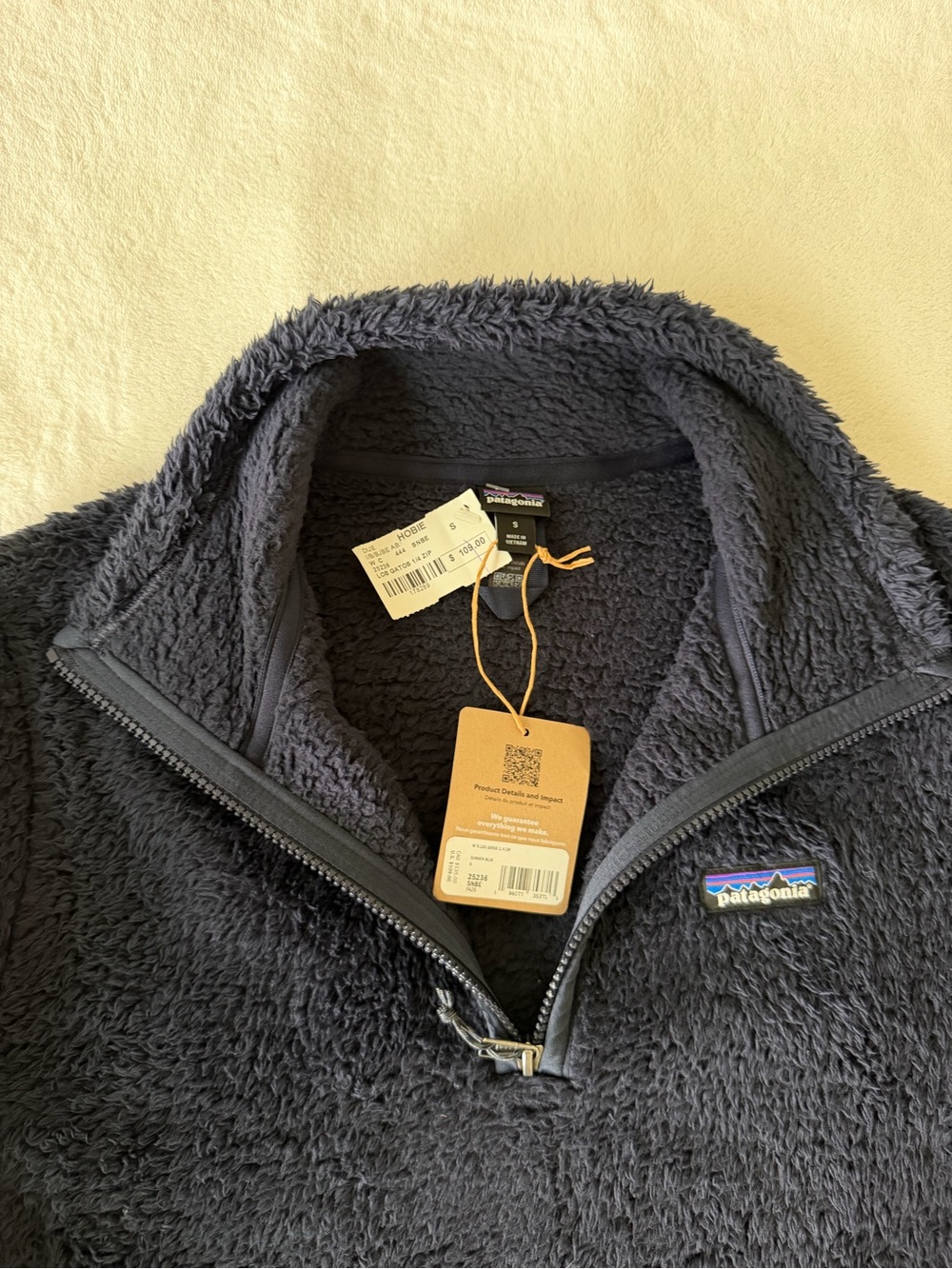 Patagonia Navy Sherpa Quarter-Zip Pullover Los Gatos